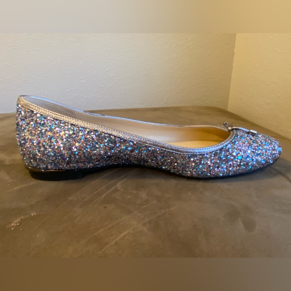 Jimmy Choo Jennie Ballet Flat in Bubblegum Glitter, size EUR 39/US 8.5